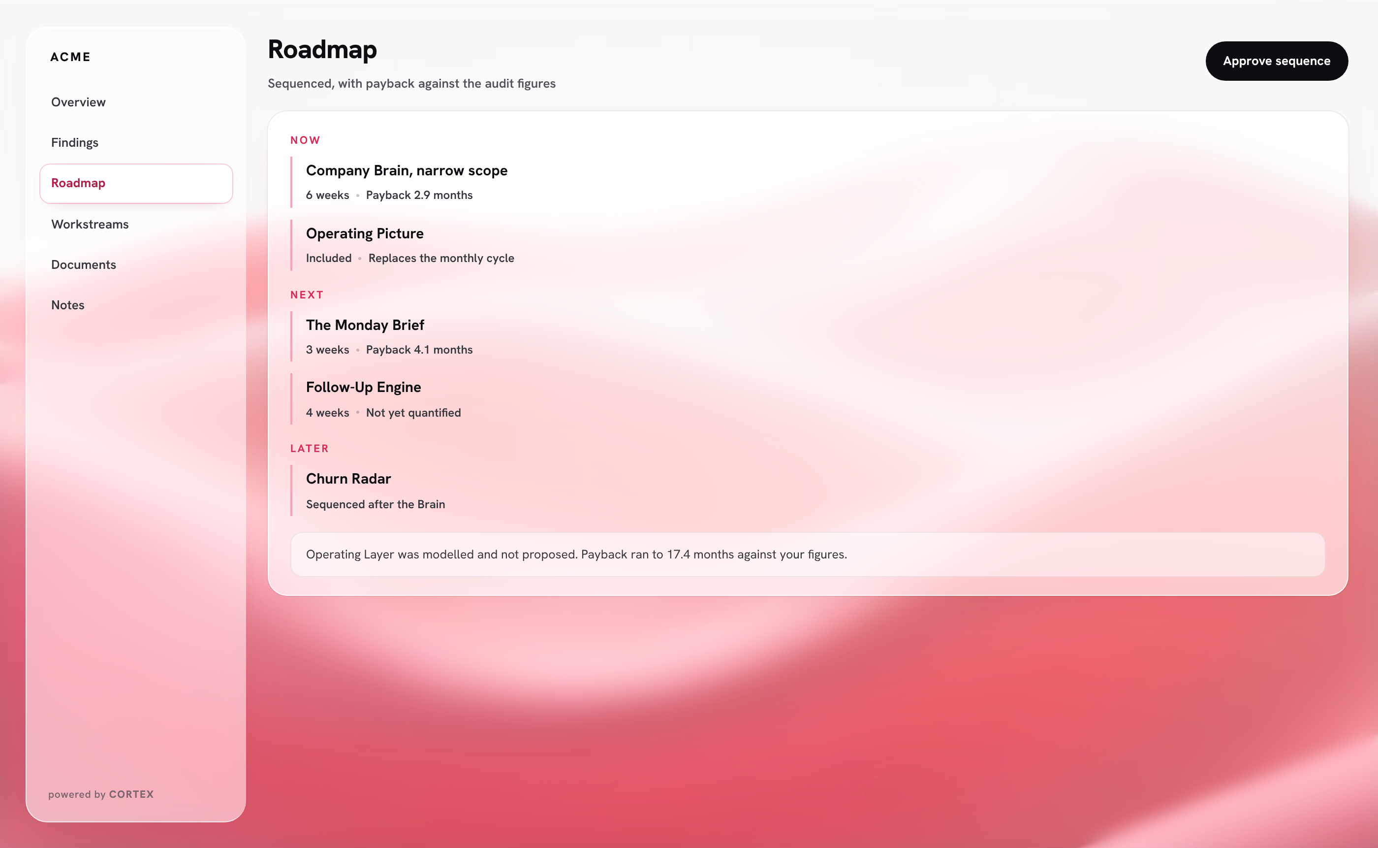 Cortex Portal roadmap, the interface as designed